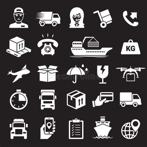 Shipping And Delivery Icons Set Stock Illustration Illustration Of