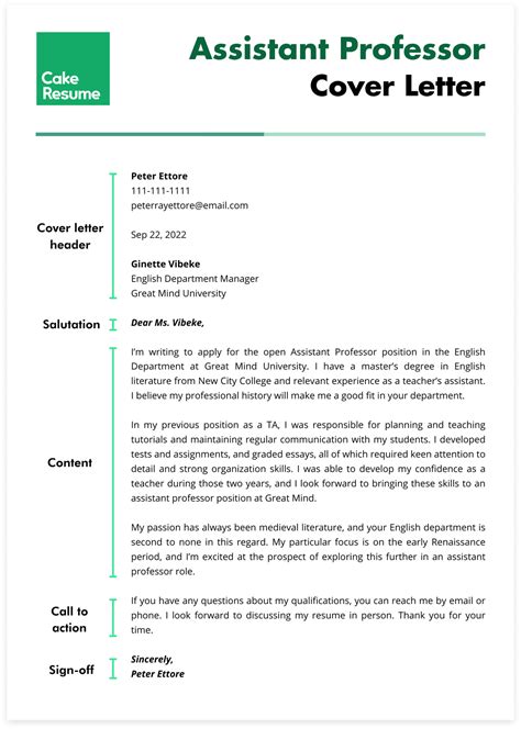 Write An Assistant Professor Cover Letter Tips And Template CakeResume