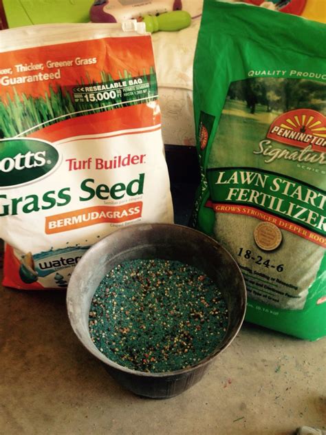 Keeping grass seeds and seedlings constantly moist but not soggy is critical to. Mix grass seed and fertilizer in one planting pot to throw out by hand. So you don't have to go ...