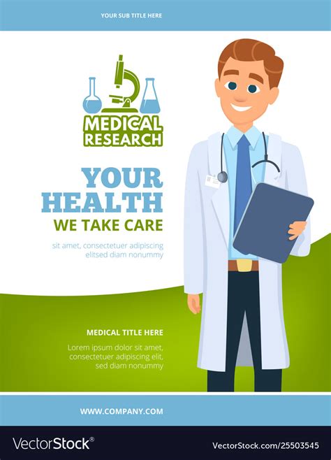 Medical Flyer Doctor In White Coat Healthcare Vector Image