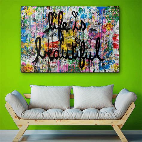 Mr Brainwash Life Is Beautiful Art Print Modern Graffiti Etsy Uk