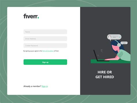 Fiverr Login Screen Concept By Aparna07 On Dribbble