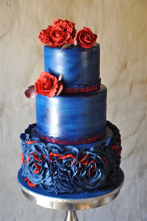 Rozannes Cakes Royal Blue And Bright Red Fondant Ruffle