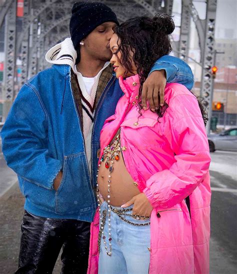 photos of pregnant rihanna and a ap rocky revealing they re expecting
