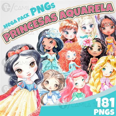 Kit Digital Princesas Disney Aquarela Pague 1 Leve 3 Elo7