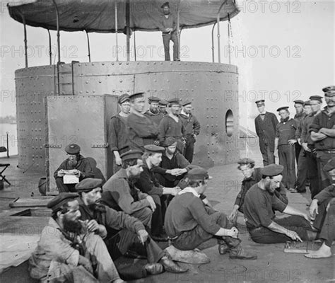 Union Navy Sailors Relax On Board A Monitor Vessel Photo