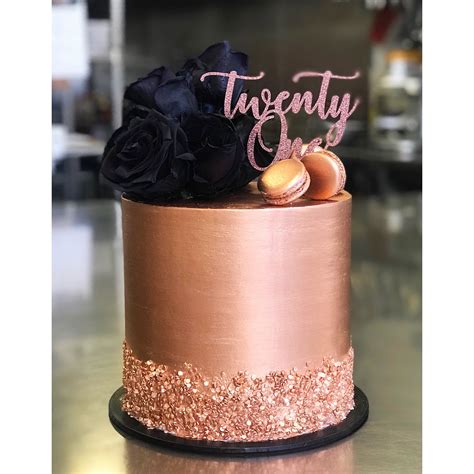 Black And Rose Gold New Birthday Cake Birthday Cakes For Women Th Birthday Cakes