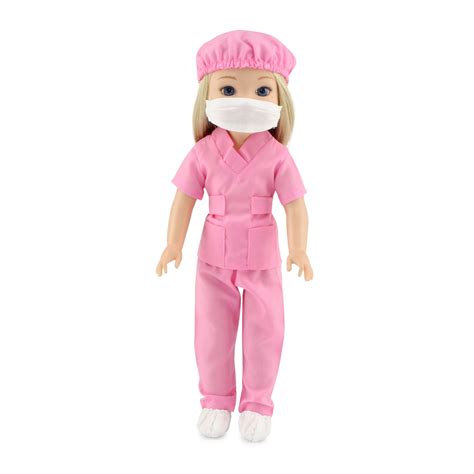 Emily Rose 145 Inch Doll Clothes 6 Piece Pink Doctor Or Nurse 14 Doll Scrubs Outfit T