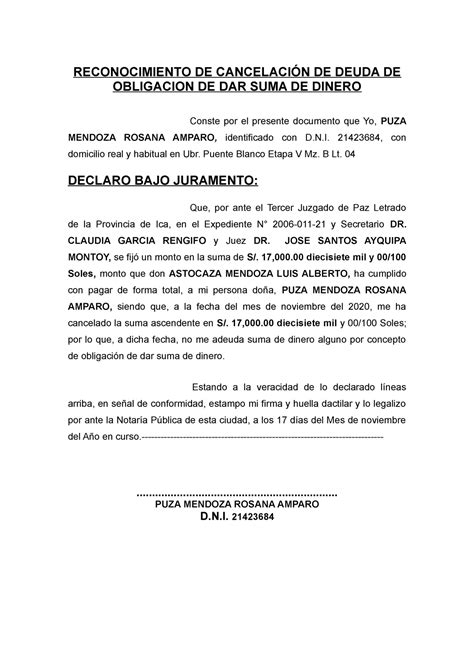 Introducir 53 Imagen Modelo De Contrato De Cancelacion De Deuda