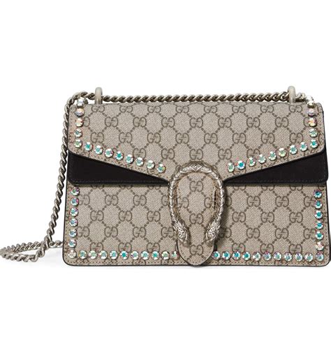 Gucci Small Dionysus Crystal Embellished Gg Supreme Canvas And Suede
