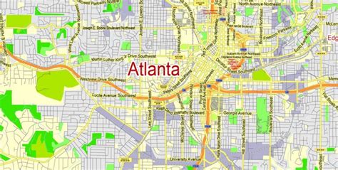 Atlanta Georgia Us Pdf Map Vector Exact City Plan Scale 162469 Full