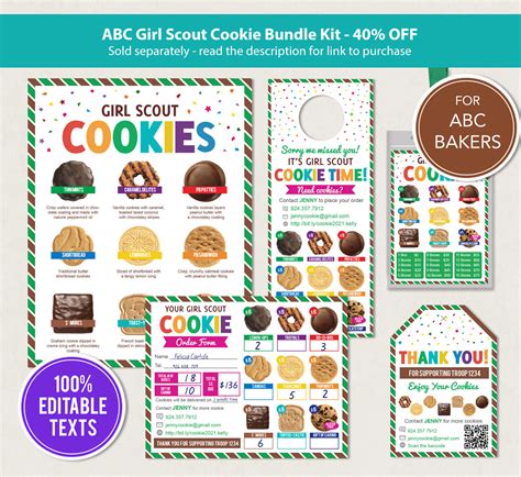 Girl Scout Cookie Menu ABC Scout Cookie Flyer Girl Scout Etsy