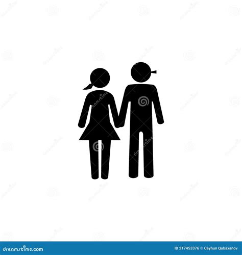 Vector Icon Of Couple Of Man And Woman Holding Hands On White