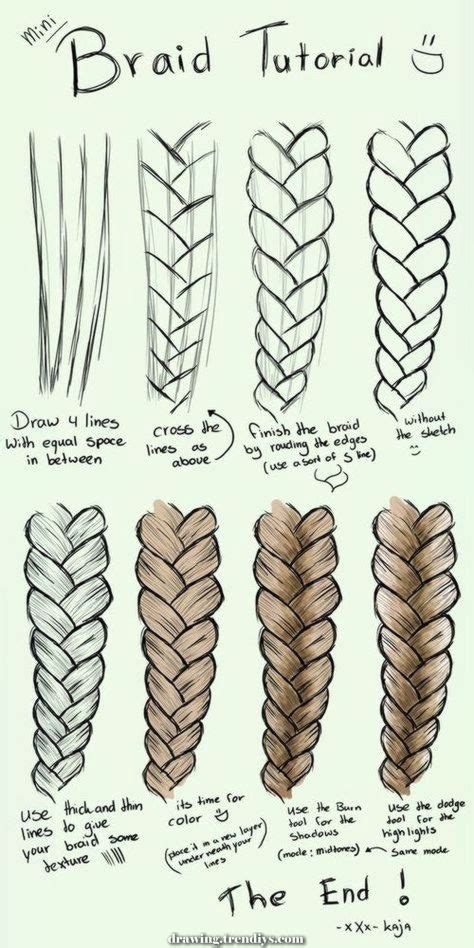 In this step by step hair drawing tutorial i'll present concepts to help you problem solve your way through all of your hair. Mini Braid Tutorial drawing | Drawing hair tutorial, Easy ...