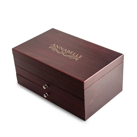 Personalized Rosewood Finish Wooden Double Drawer Jewelry Box