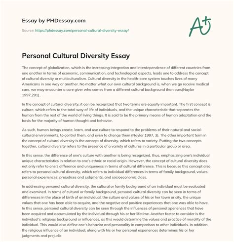 Personal Cultural Diversity Essay 600 Words