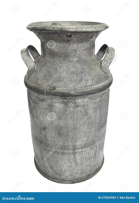 Old Metal Milk Can And Lid Isolated Stock Image Image Of Handles