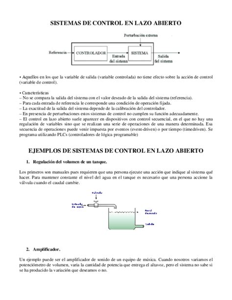 Doc Sistemas De Control Lazo Abierto Lazo Cerrado Javier Garcia