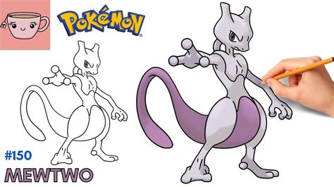 How To Draw Mewtwo Pokemon 150 Cute Easy Step By Step Drawing
