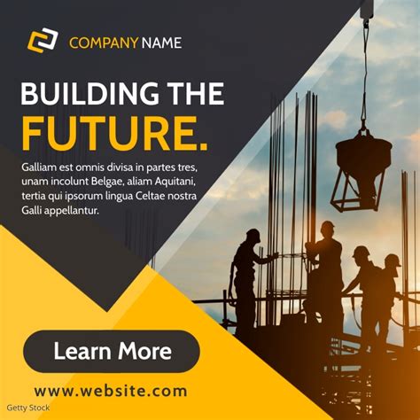 Construction Company Instagram Post Banner Ad Template Postermywall