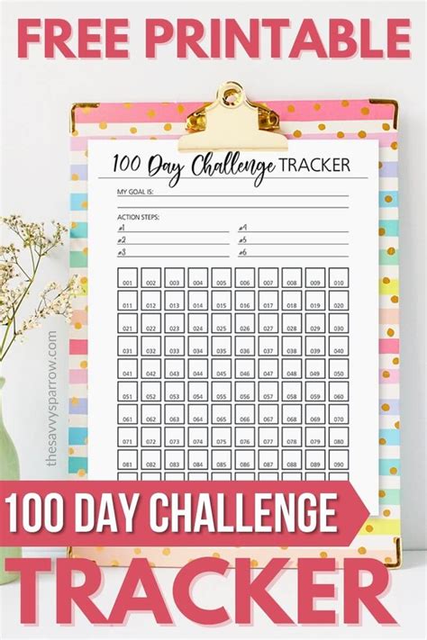 Free Printable 100 Day Challenge Tracker Great For Big Goals