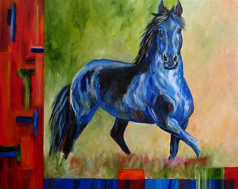 Contemporary Horse Painting Fresian Painting By Mary Jo Zorad Fine