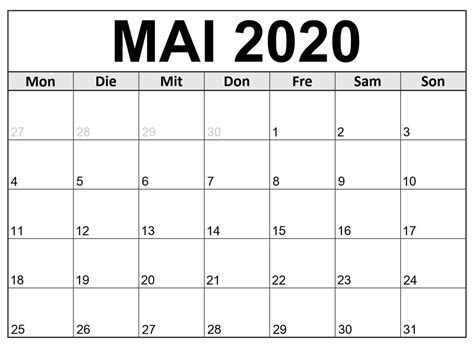 Printing tips for april 2021 calendar. Frei Kalender Mai 2021 Ausdrucken | Druckbarer 2020 Kalender