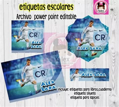 Etiquetas Escolares Cristiano Ronaldo Futbol Kit Editable