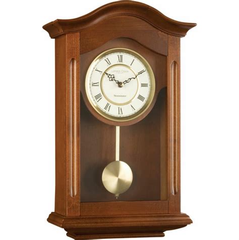 Antique Pendulum Wall Clock Dark Brown Wooden Walnut