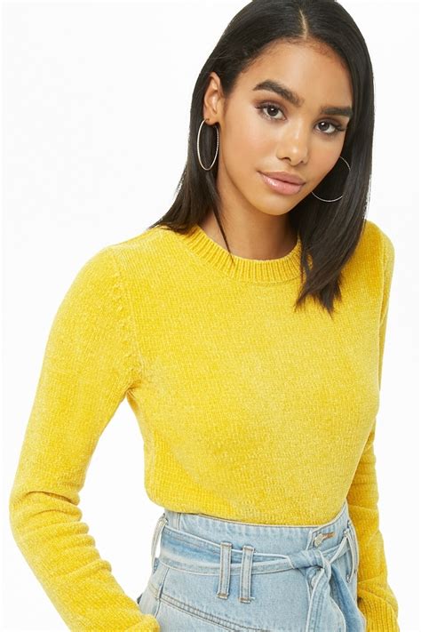 Shop Ribbed Trim Chenille Sweater For Women From Latest Collection At