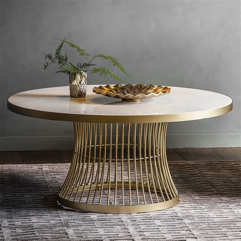 Marble Topped Round Coffee Table Gold Primrose And Plum Marble Top