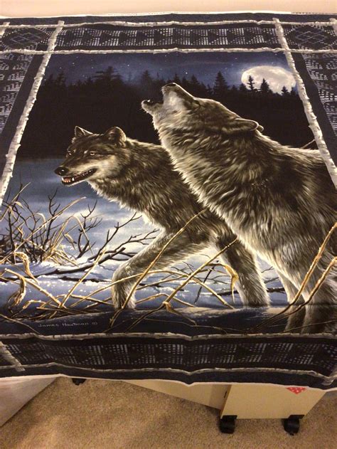 Wolves Howling At Night Moon Fabric Panel Etsy