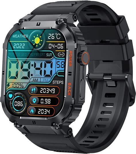 Amazpro Smart Watch For Men 1 96 Inches Hd Outdoor Tactical Sports Rugged Smartwatch