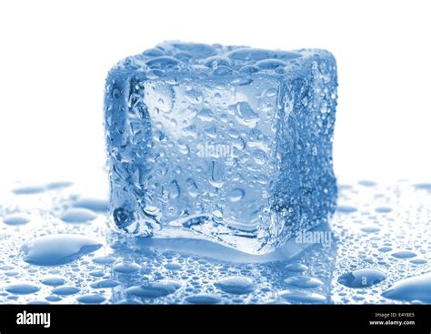Single Ice Cube With Drops Of Water Stock Photo Alamy