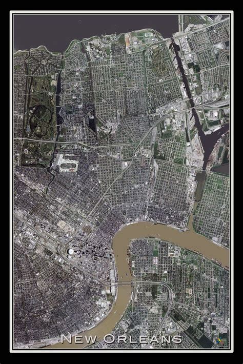 The New Orleans Louisiana Satellite Poster Map New Orleans Louisiana