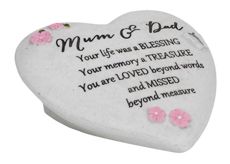 Grave Memorial Mum And Dad Heart Plaque Graveside Verse T Ornament