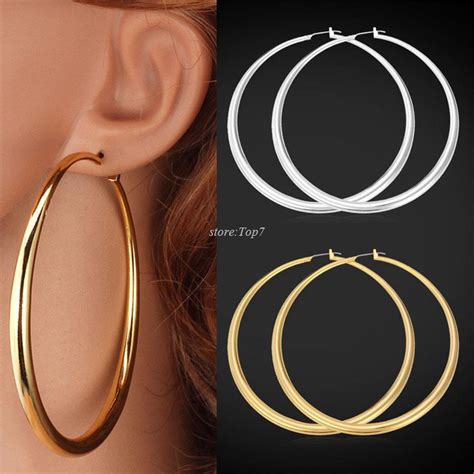 Big Round Earrings Basketball Wives Trendy Gold Color Fashion Jewelry Wholesale 80mm Diameter