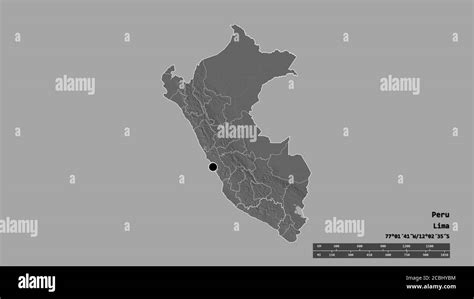 Forma Desaturada Del Perú Con Su Capital Principal División Regional Y