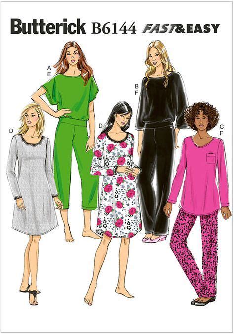 Misses Sleepwear Top Gown And Trousers Butterick Pattern 6144 Easy