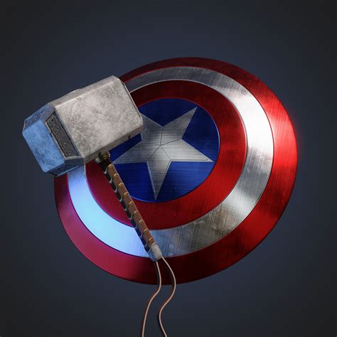 Artstation Mjolnir And Captain Americas Shield