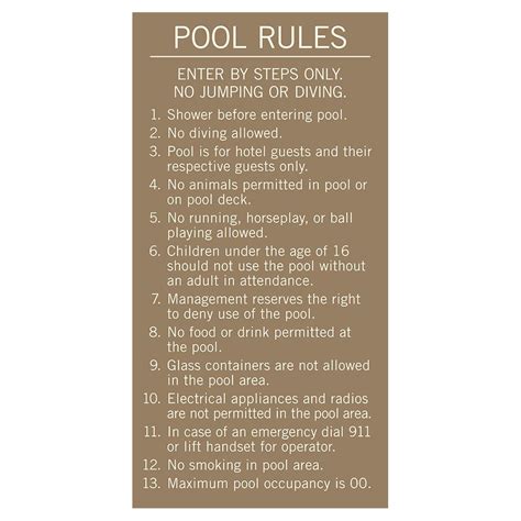 Hotel Pool Rules Sign Hotel Brand Sign Identity Group