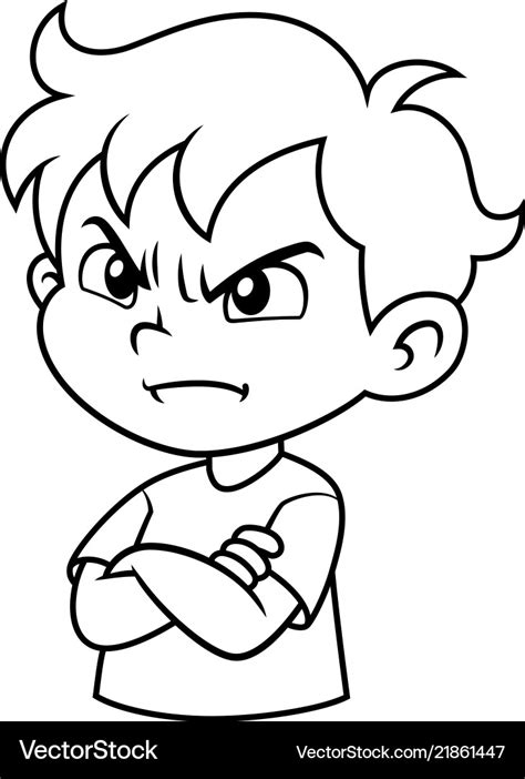 Angry Boy Expression Bw Royalty Free Vector Image