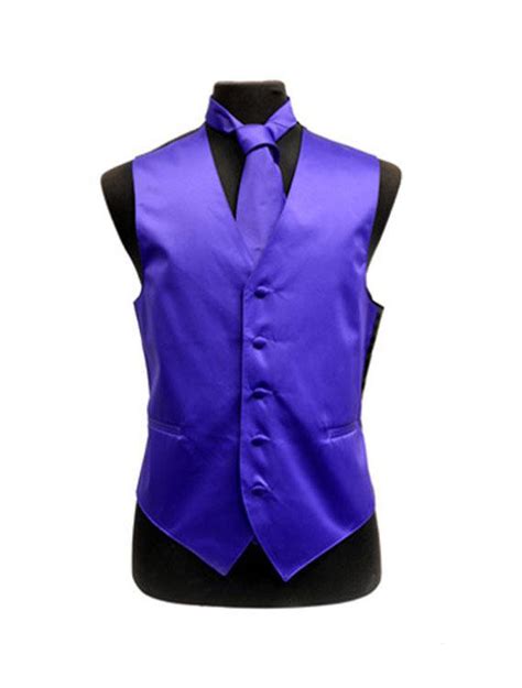 Mens Solid Satin Purple Tuxedo Vest Karako Suits
