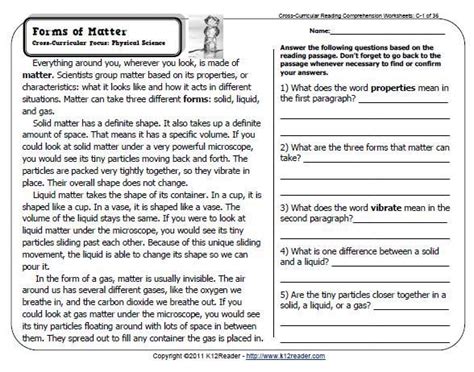 Solving problems involving ratio and rates 6th Grade Reading Comprehension Printable Worksheets ...