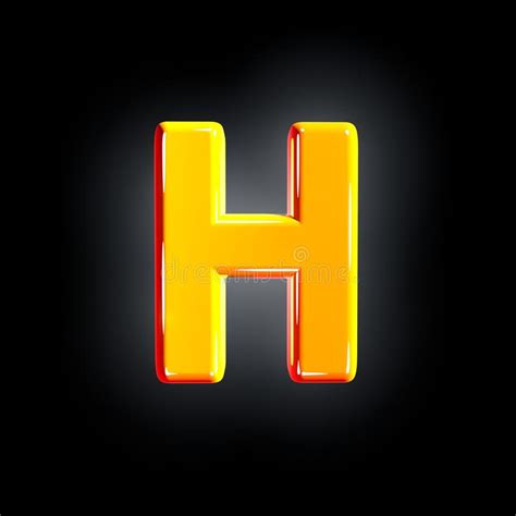 Letter H Of Festive Orange Shining Font Isolated On Solid Black