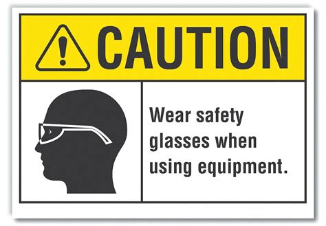 Brady 83853 Self Sticking Polyester Wear Safety Glasses When Using Equipment 7 X 10 Caution Sign