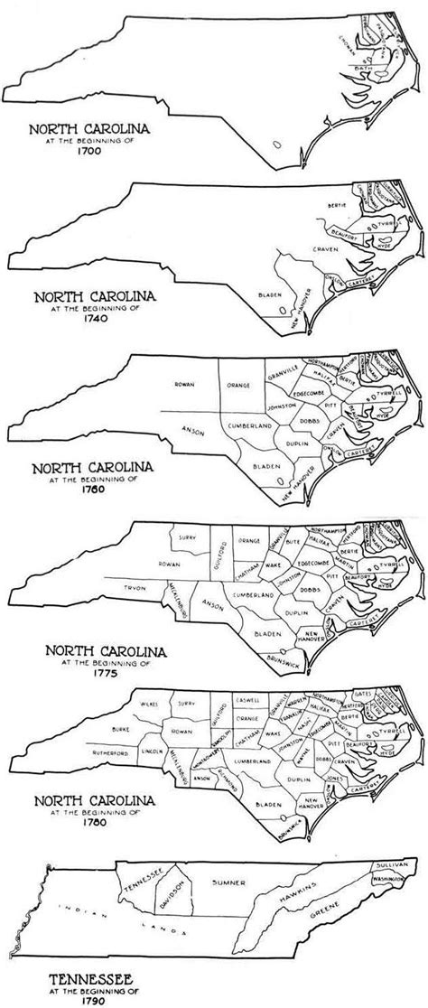 North Carolina Counties 1700 1790