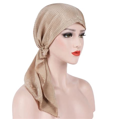 New Style Women Ladies Turban Beanies Head Scarf Cap Long Tail Muslim