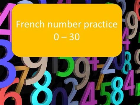 French Number Practice 0 30 Teaching Resources