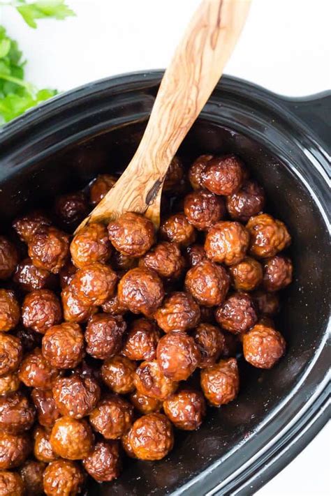 Would you like a trouble free dinner tonight? Crockpot Meatballs with Cherry Bourbon Sauce - Rachel Cooks®